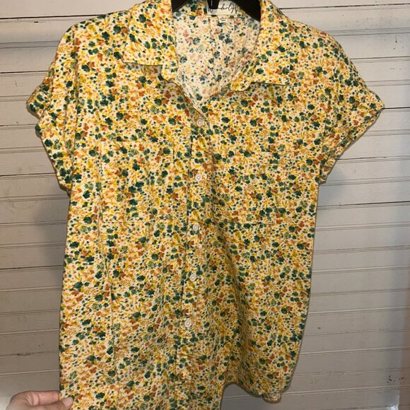Small Wonderly yellow spotted colorful short-sleeve button down shirt - Picture 3 of 7